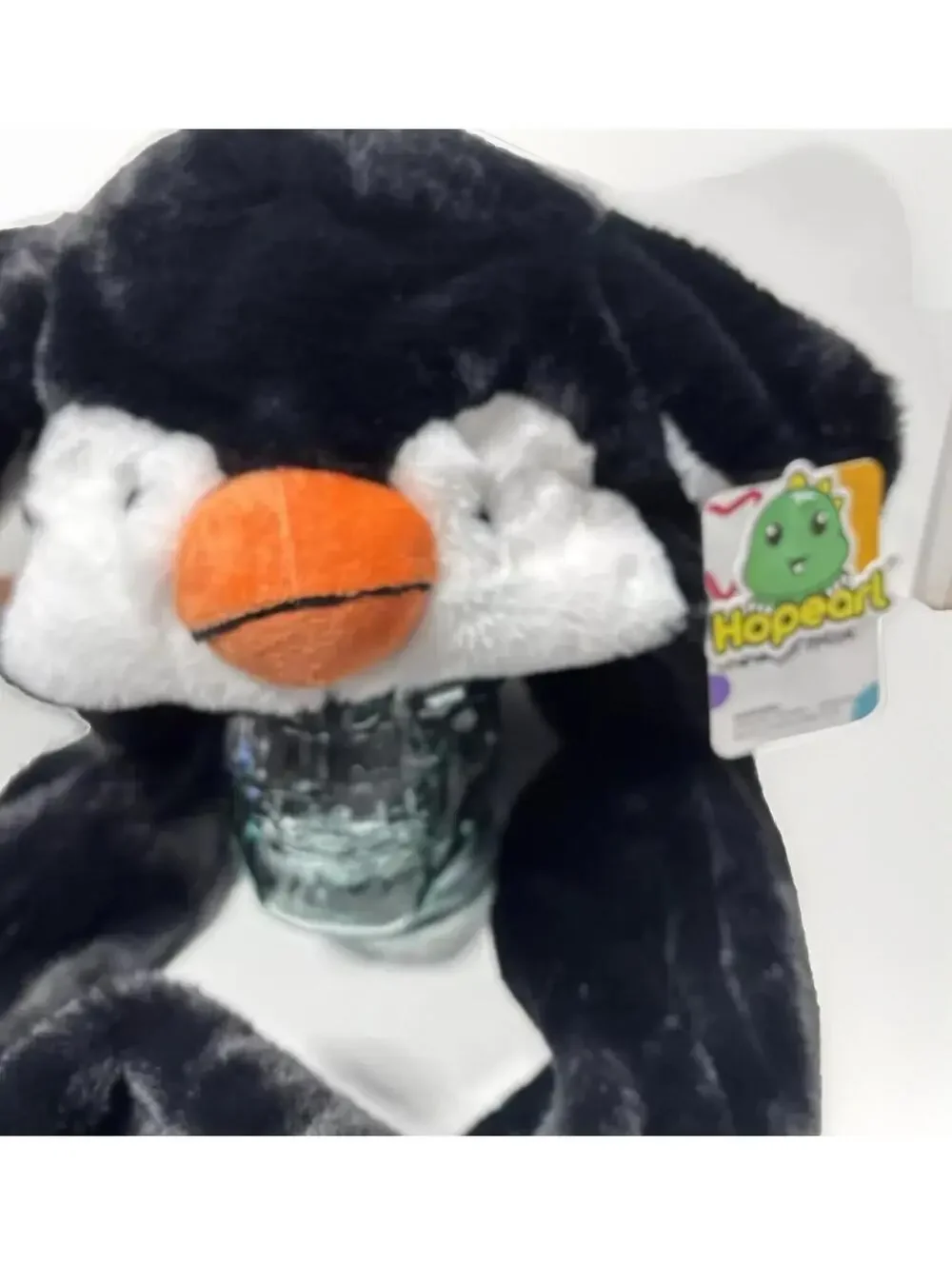 Black Penguin Winter Hat with Jumping Ears – Plush Kids & Adult Beanie, New